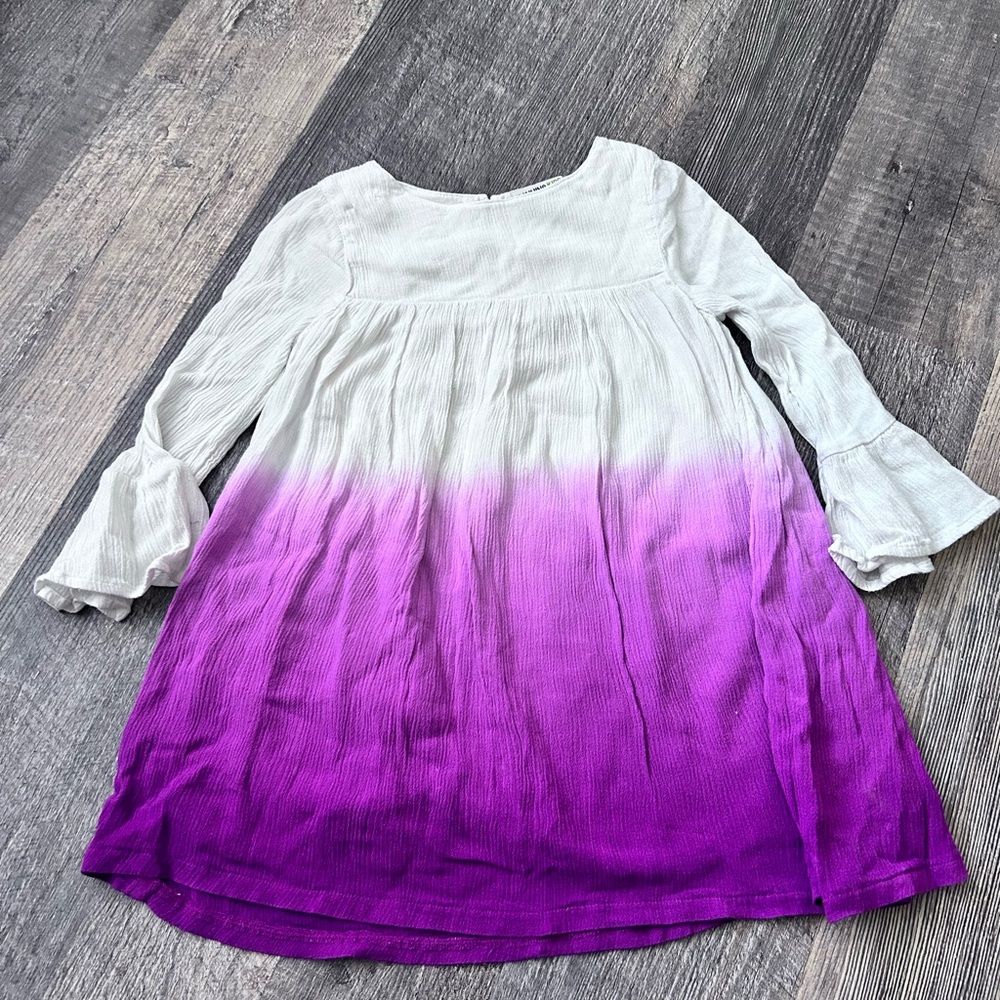 Long Sleeve Ombre Peasant Top - White to Purple